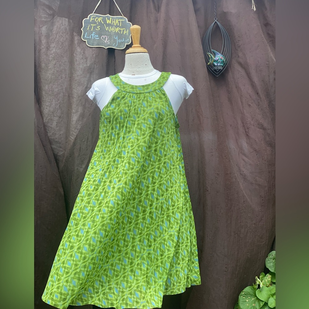 London Times 60s Mod Tent Dress | Emerald Green Geometric Midi | Size 10
